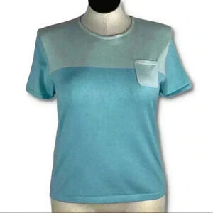 Jones New York signature sweater size XL blue color blocked short sleeve pastel